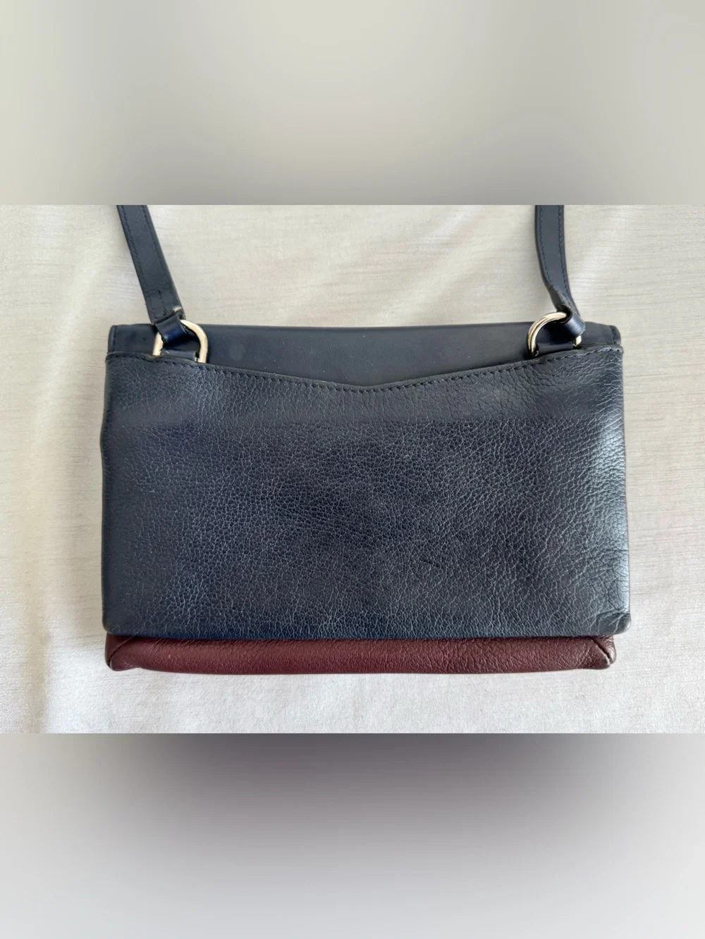 Givenchy Calfskin Duetto Navy and Burgundy Leather Crossbody Purse